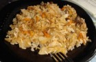 Рис, тушенный с грибами и сыром