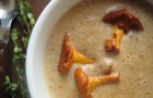 Суп с грибами и жареным мясом